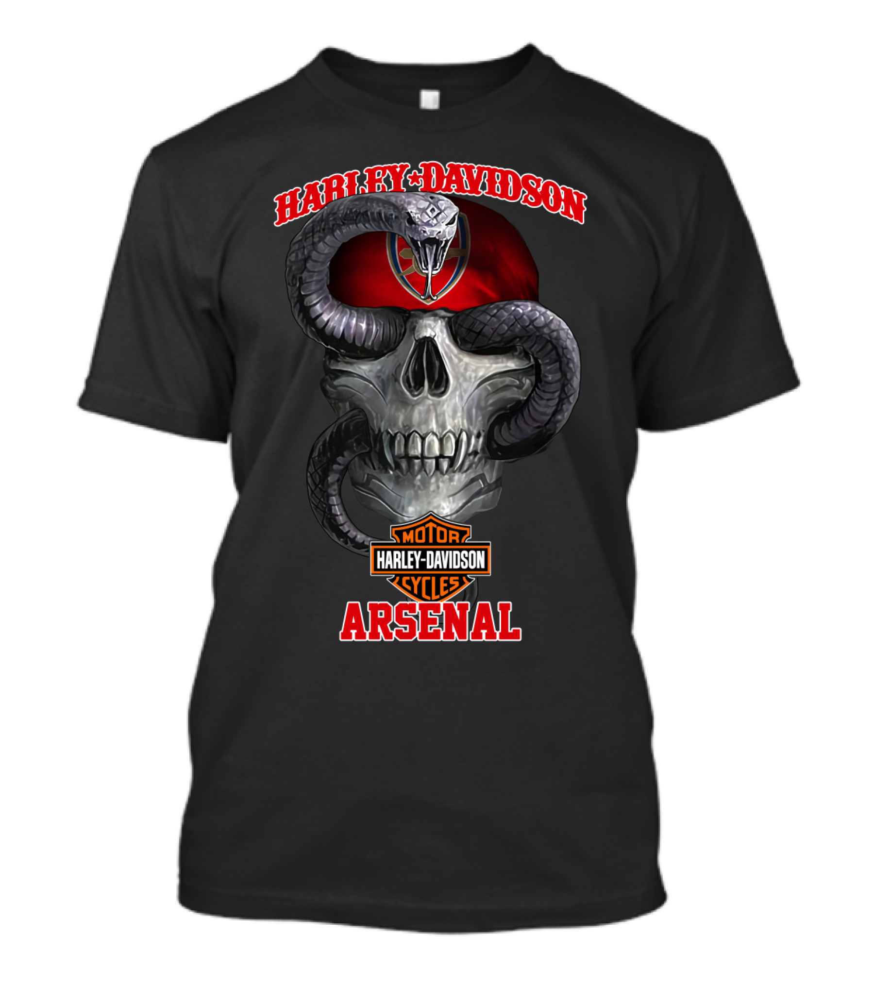 Harley Davidson Motorcycles Arsenal Skull And Snake T-Shirt