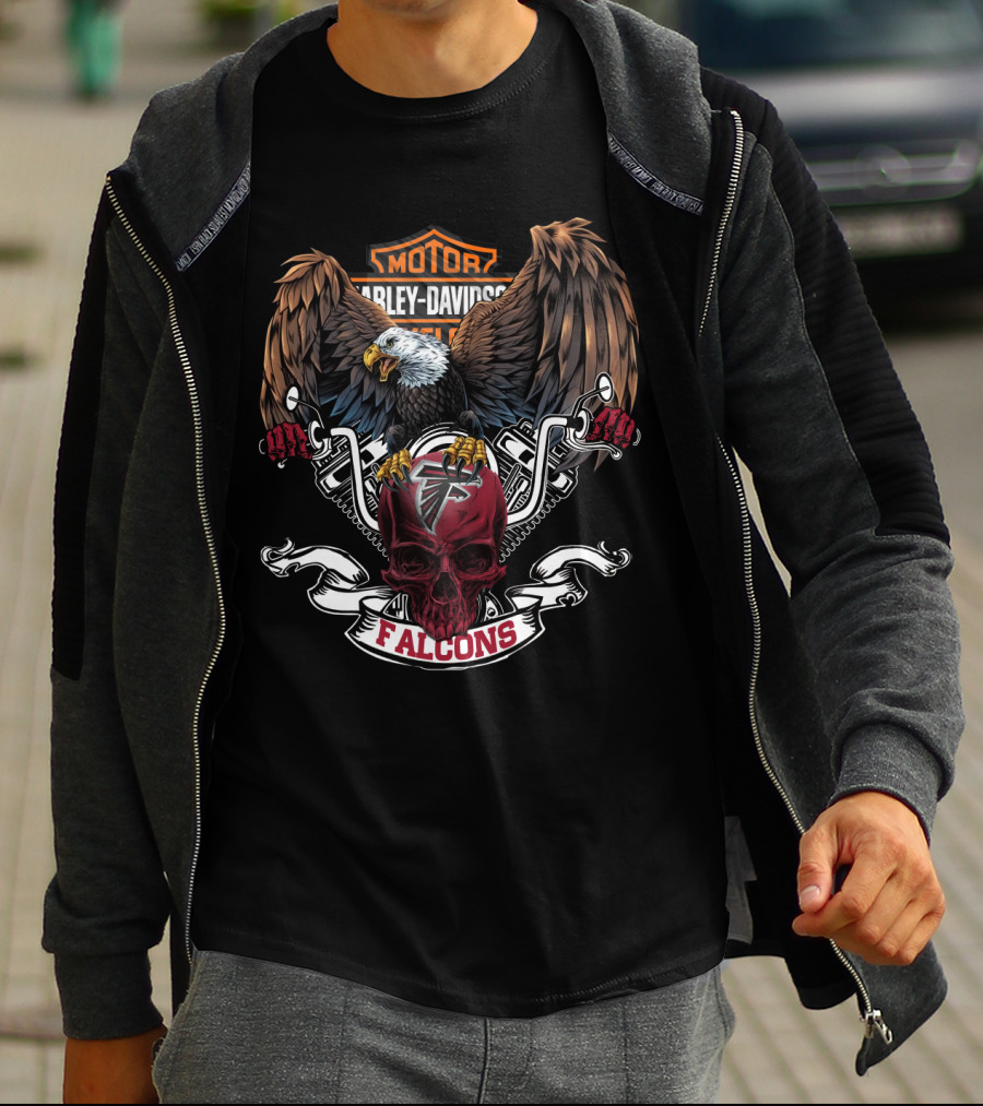 Harley Davidson Motor Cycles Bald Eagle Atlanta Falcons T-Shirt