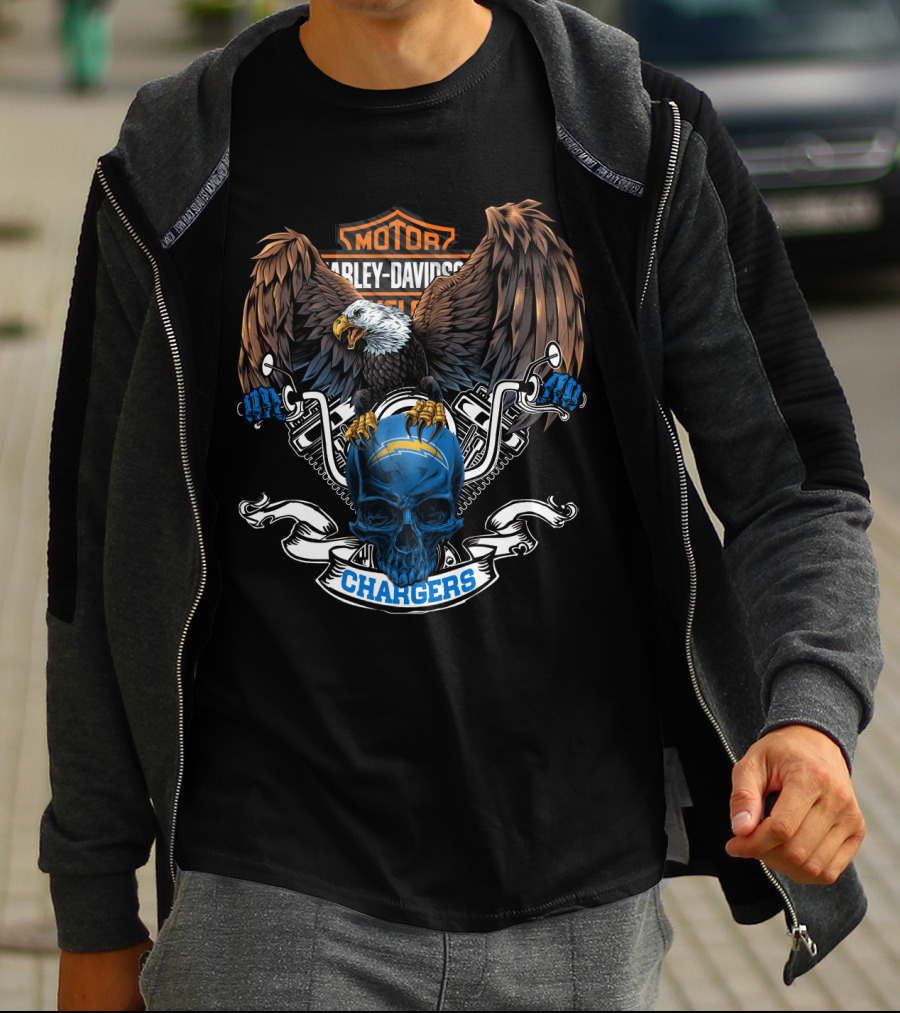 Motor Harley Davidson Cycles Chargers Dh 87 Hd Nfl Los Angeles Chargers T-Shirt