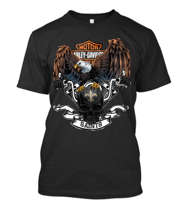 Motor Harley Davidson Cycles Eagle Saints Nfl New Orleans T-Shirt