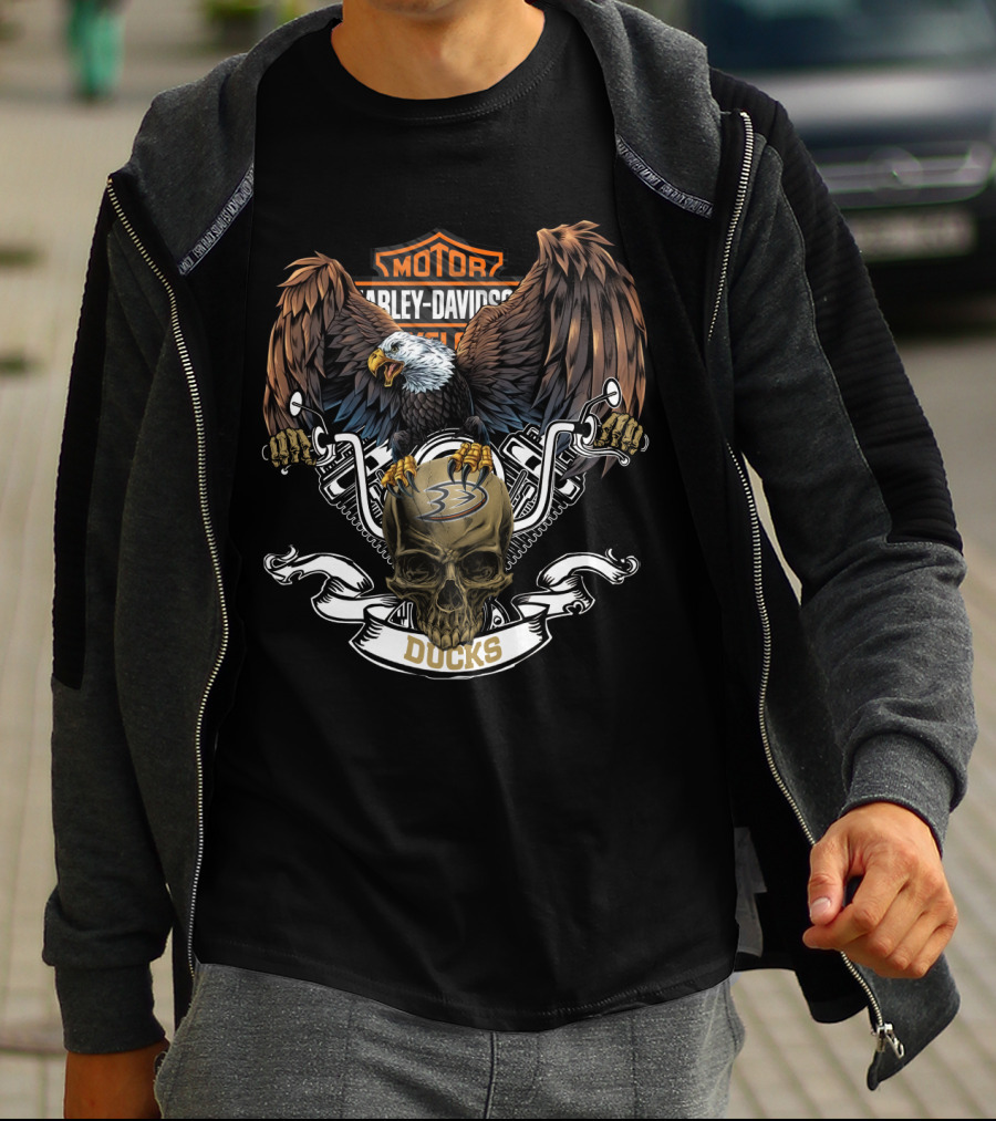 Harley Davidson Nhl Anaheim Ducks Eagle Skull T-Shirt