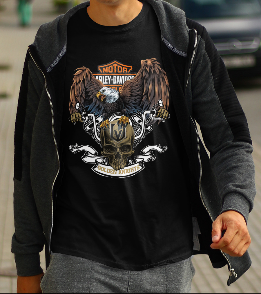 Harley Davidson Eagle Skull Vegas Golden Knights Nfl T-Shirt