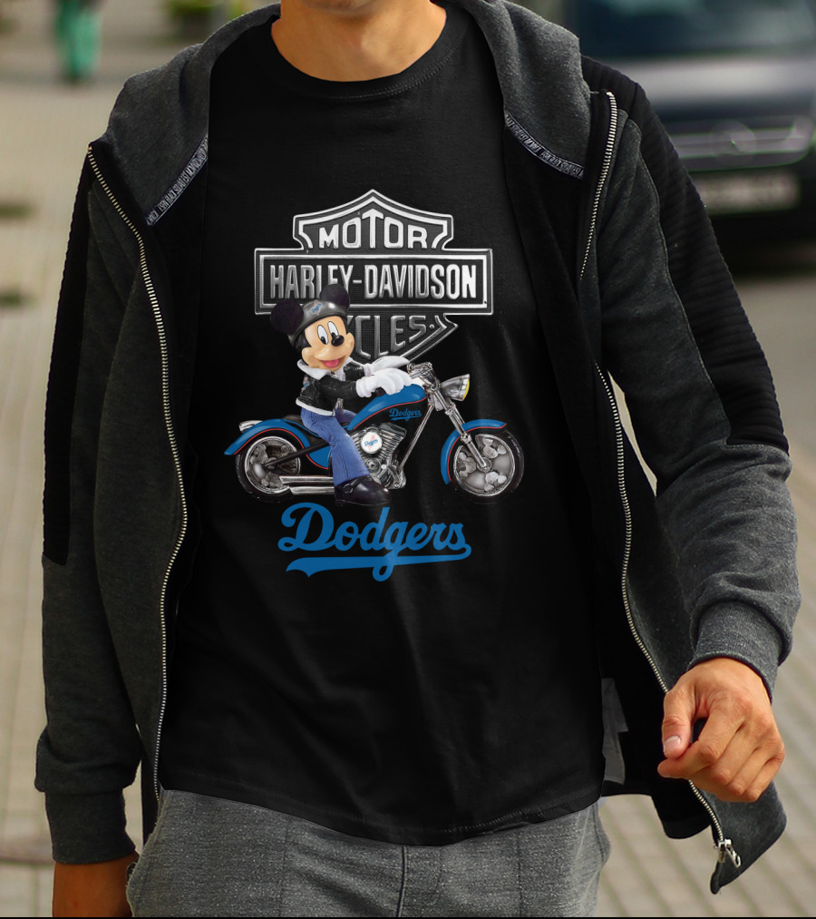 Mickey Mouse Harley Davidson Motorcycles Los Angeles Dodgers T-Shirt