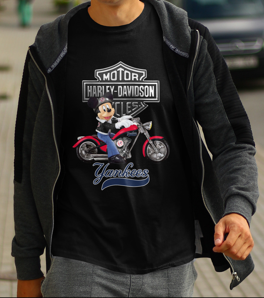 Harley Davidson Motorcycles Mickey Mouse New York Yankees Mlb T-Shirt