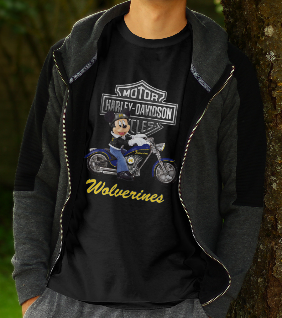 Motor Harley Davidson Cycles Wolverines Michigan Motorcycle Character T-Shirt