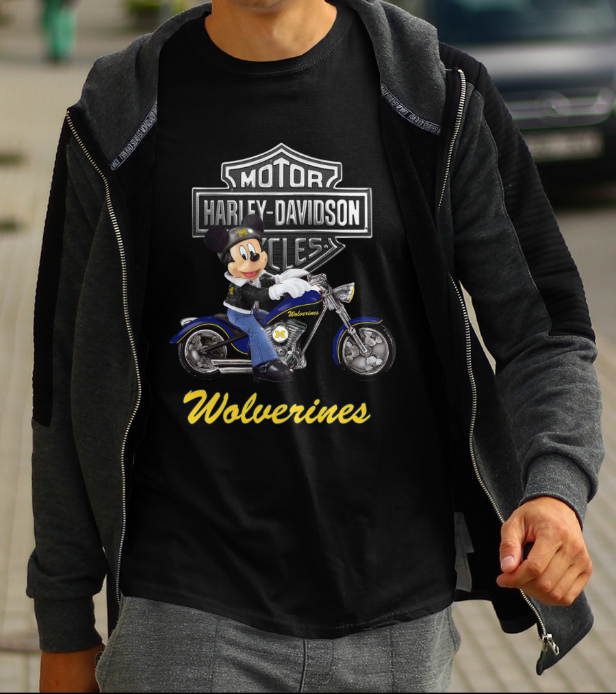 Motor Harley Davidson Cycles Wolverines Michigan Motorcycle Character T-Shirt