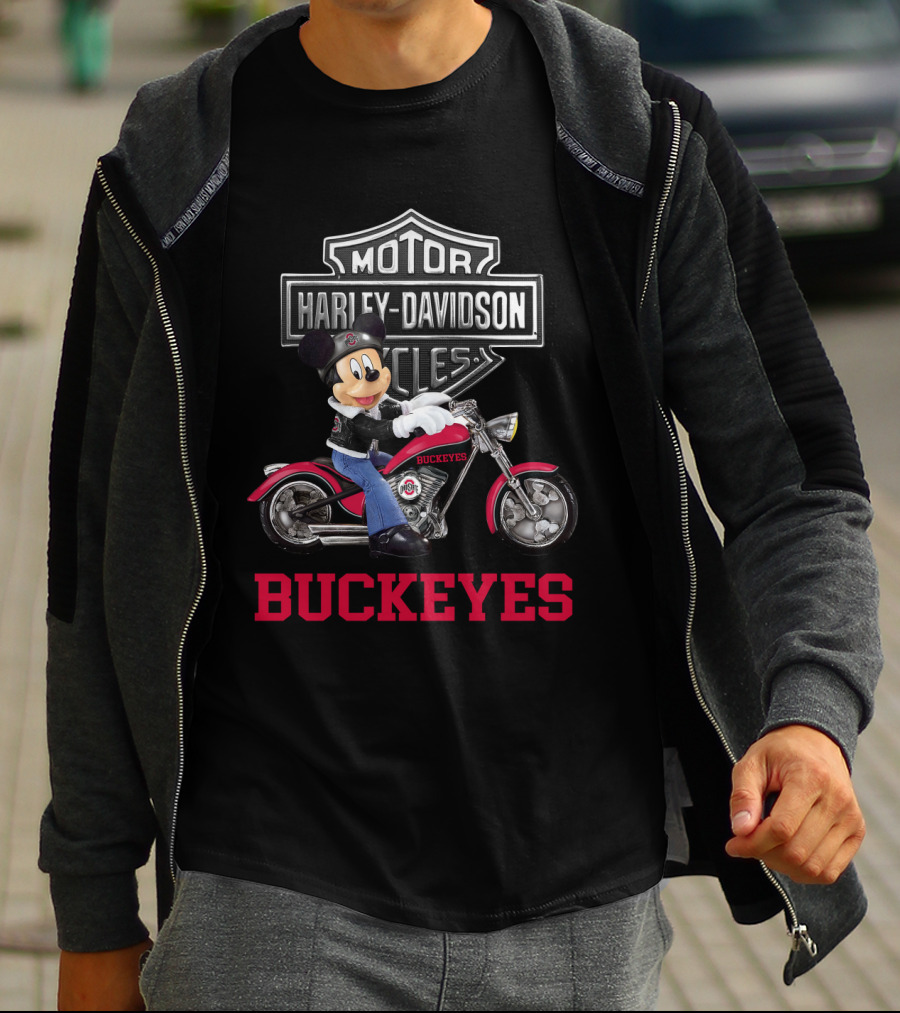 Buckeyes Mickey Mouse Harley Davidson Motorcycles T-Shirt