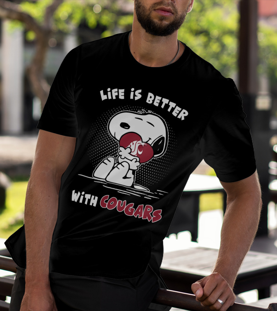 Life Is Better With Cougars Snoopy WSU T-Shirt