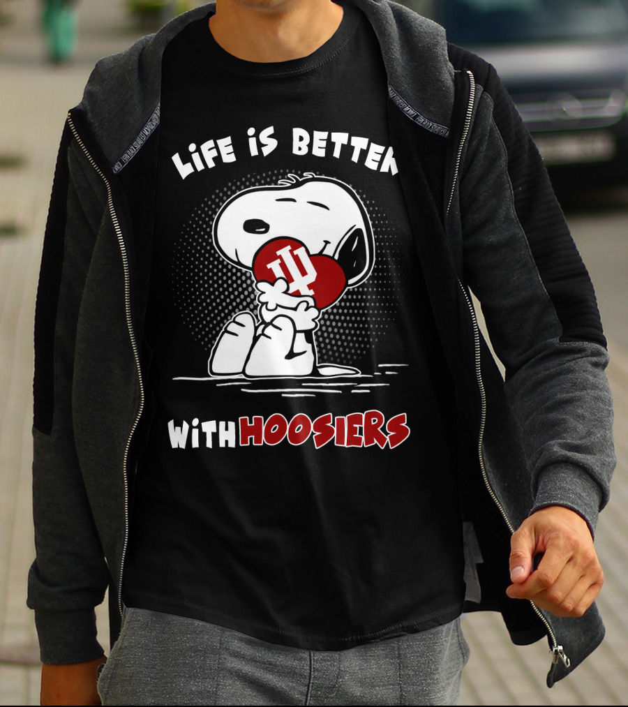 Life Is Better With Hoosiers Snoopy IU Heart T-Shirt