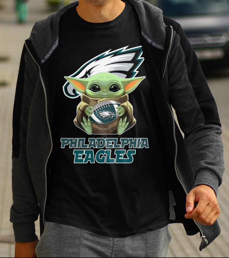 Philadelphia Eagles Baby Yoda Football T-Shirt