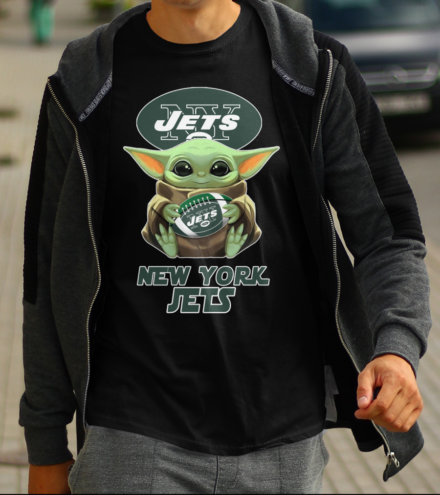 New York Jets Baby Yoda Football T-Shirt