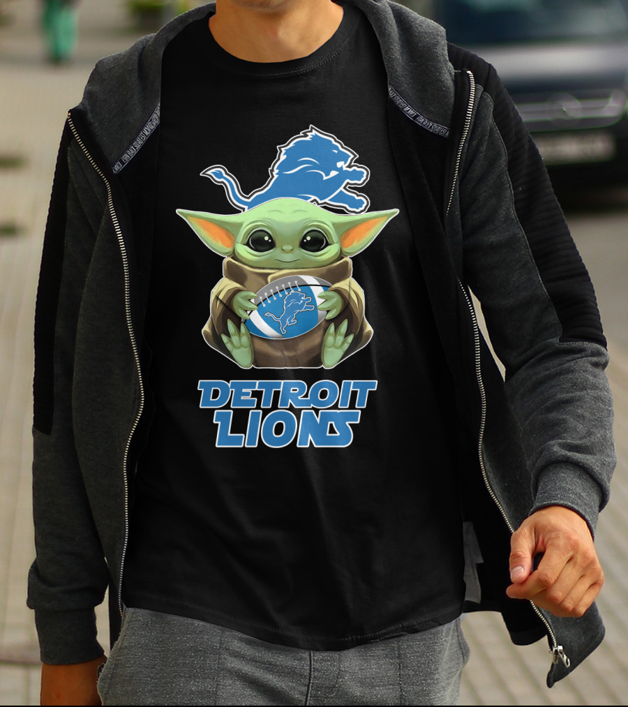 Detroit Lions Baby Yoda Football T-Shirt