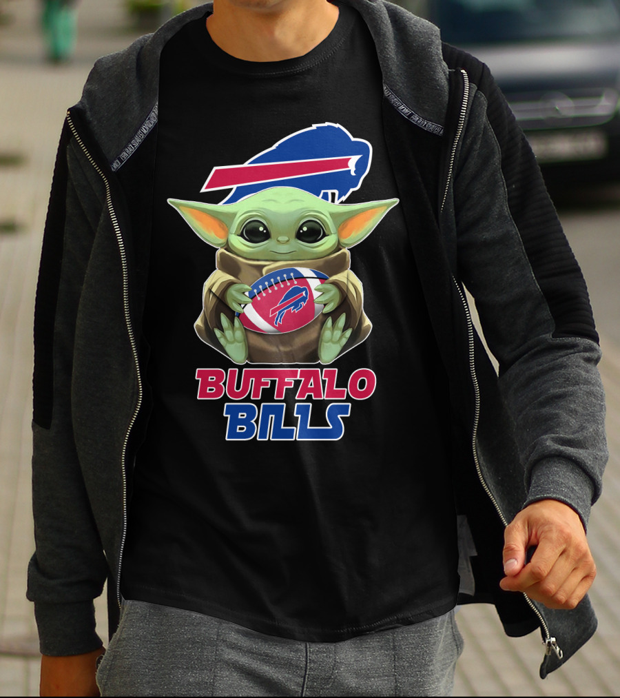 Buffalo Bills Baby Yoda Holding Football T-Shirt