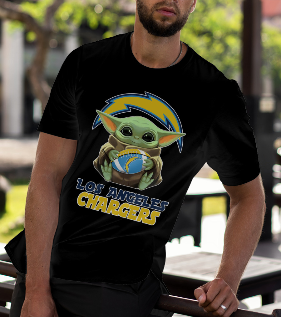 Los Angeles Chargers Baby Yoda Football T-Shirt