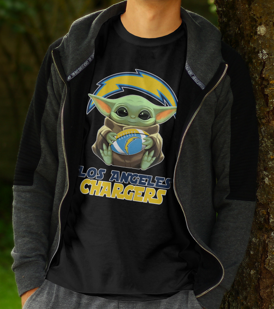 Los Angeles Chargers Baby Yoda Football T-Shirt