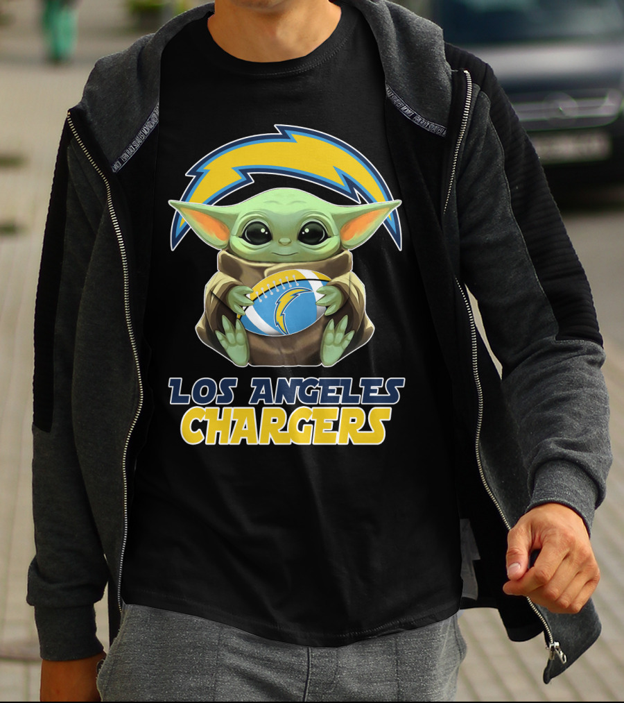 Los Angeles Chargers Baby Yoda Football T-Shirt