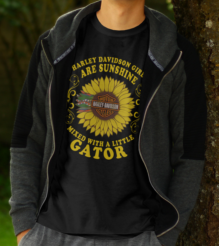 Harley Davidson Girls Are Sunshine Mixed With A Little Gator T-Shirt