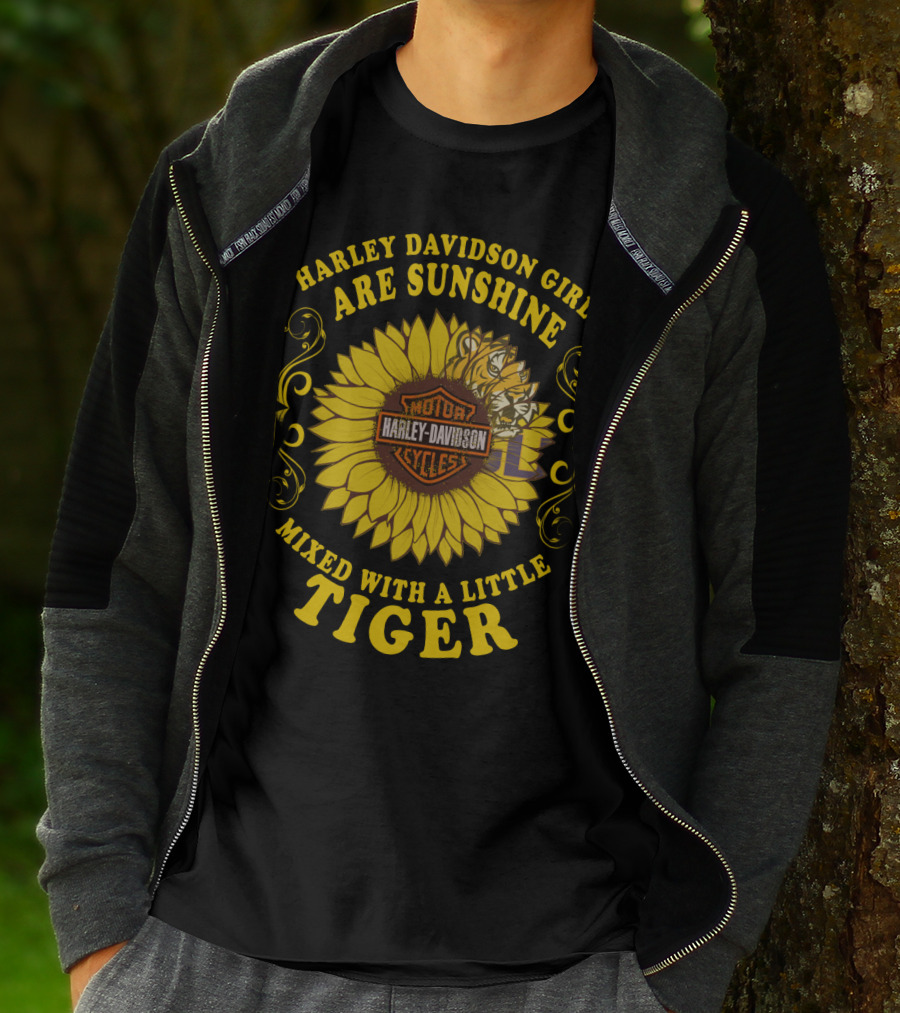 Harley Davidson Girls Are Sunshine Mixed With A Little Tiger T-Shirt