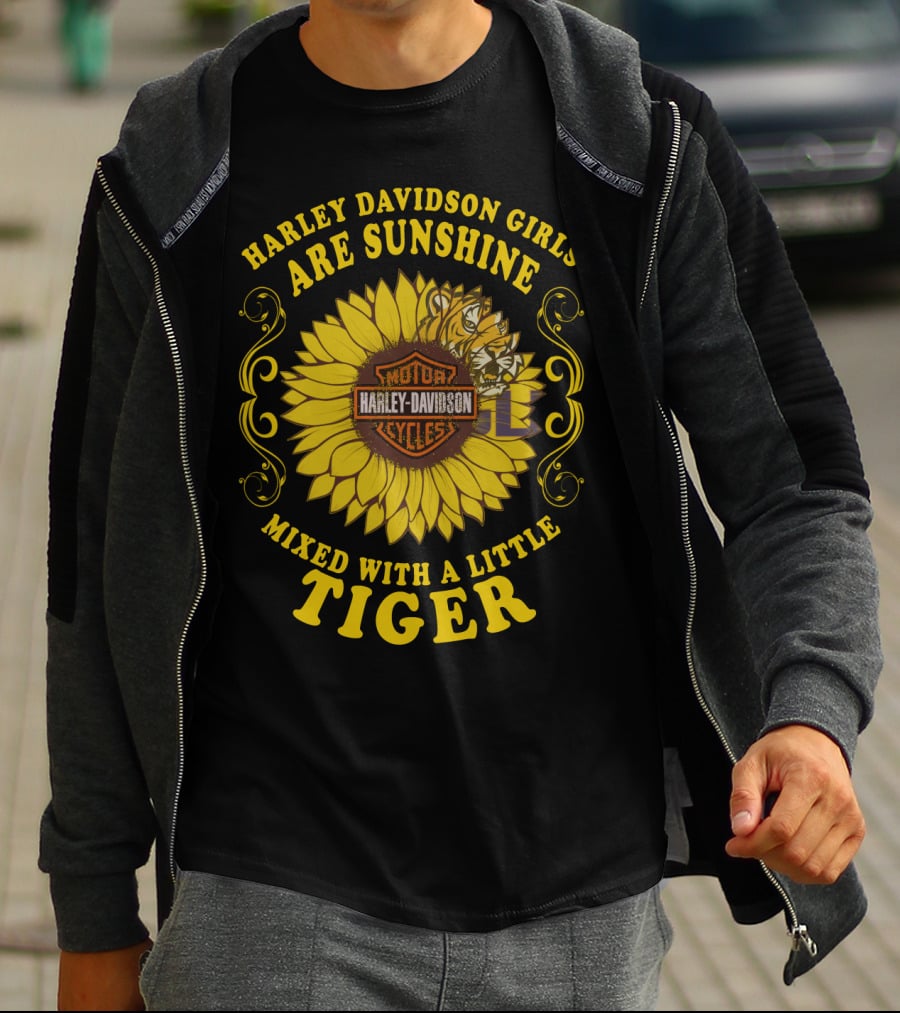 Harley Davidson Girls Are Sunshine Mixed With A Little Tiger T-Shirt