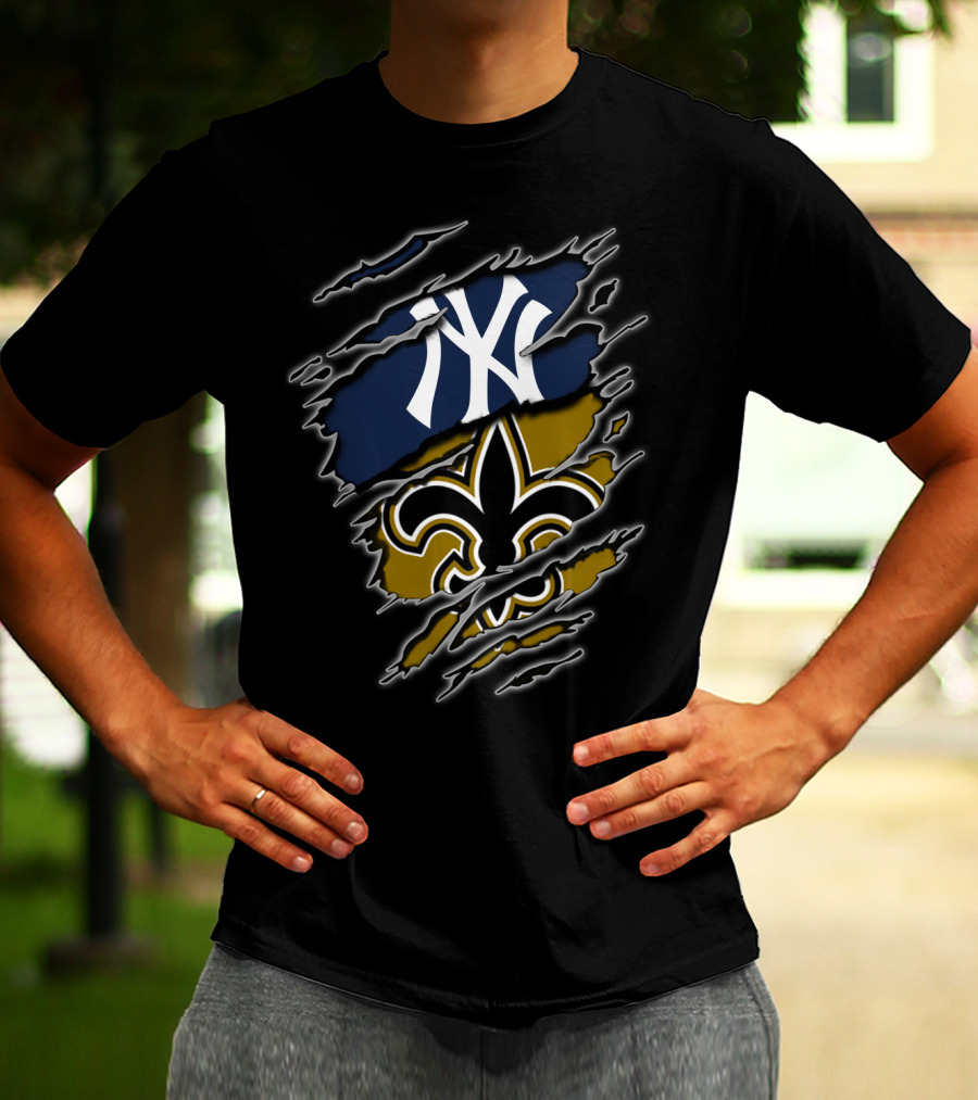Yankees New York Saints New Orleans Fan Crossover T-Shirt