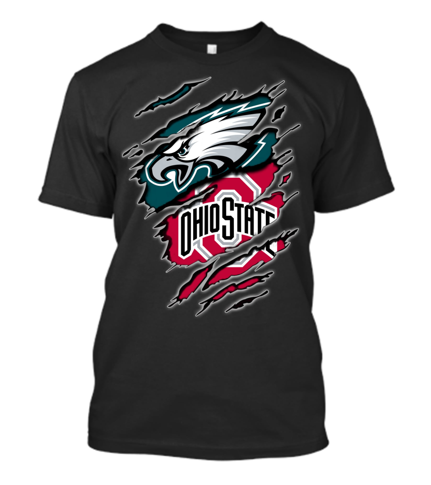 Philadelphia Eagles And Ohio State Buckeyes Fan Logo Blend T-Shirt