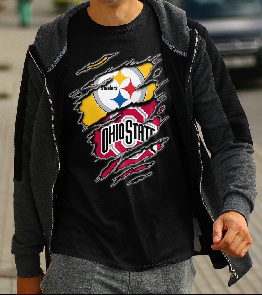 Steelers Ohio State Fan Crossover Claw Marks T-Shirt