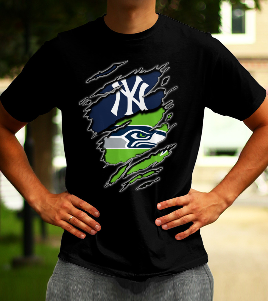 Yankees Seahawks Fan Dual Loyalty T-Shirt