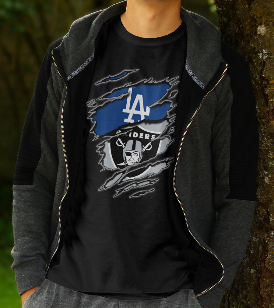 Los Angeles Dodgers Raiders Fan Mashup T-Shirt