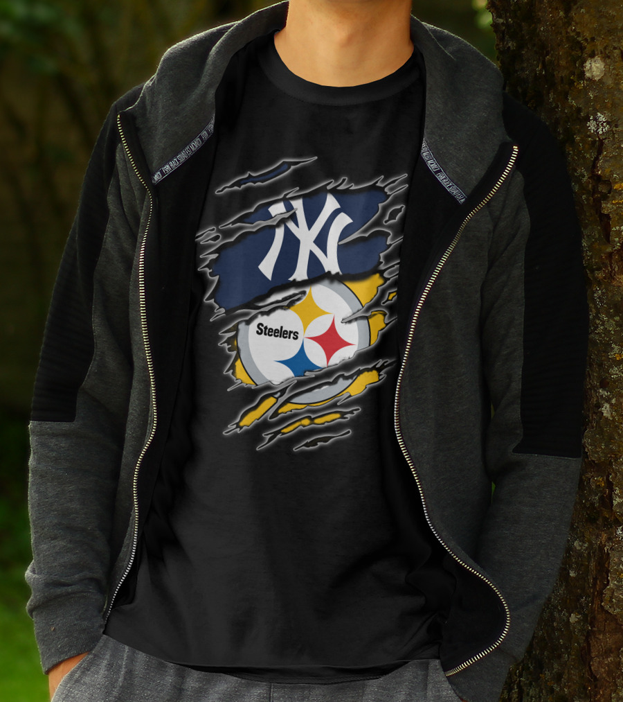 New York Yankees Pittsburgh Steelers Fan Fusion T-Shirt