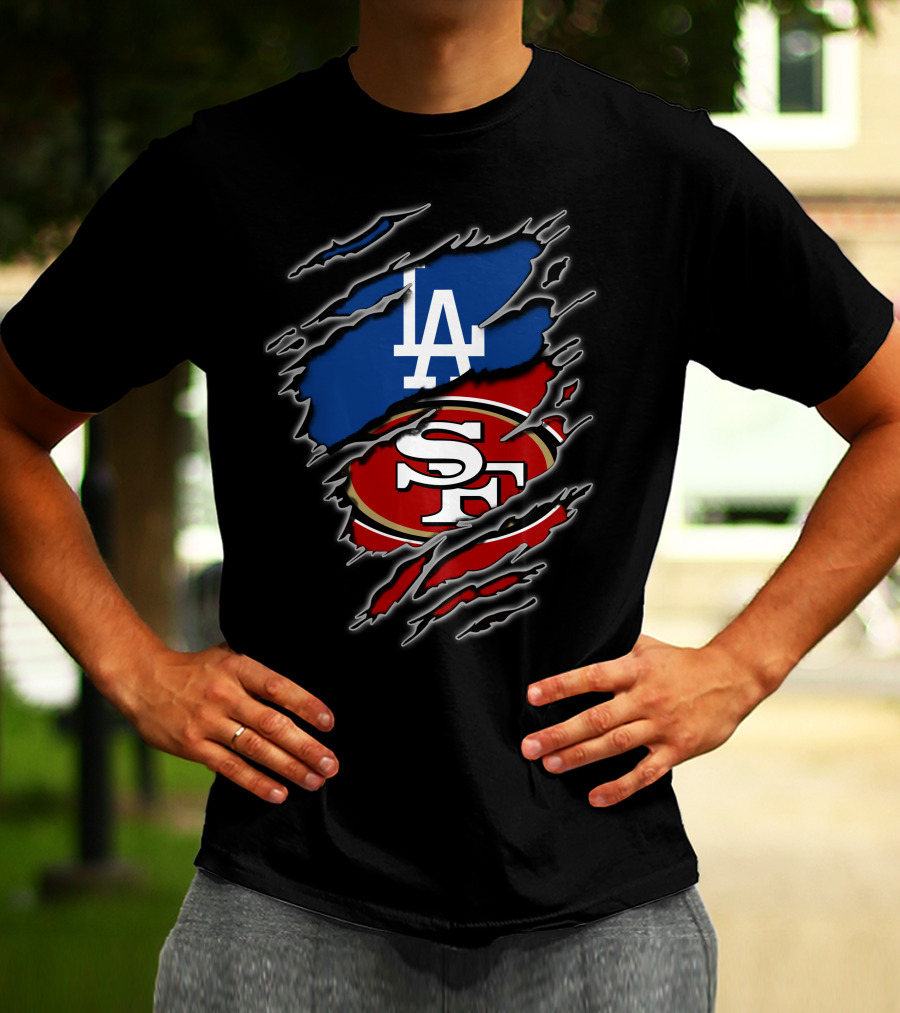 La Dodgers San Francisco 49ers Fan Crossover T-Shirt