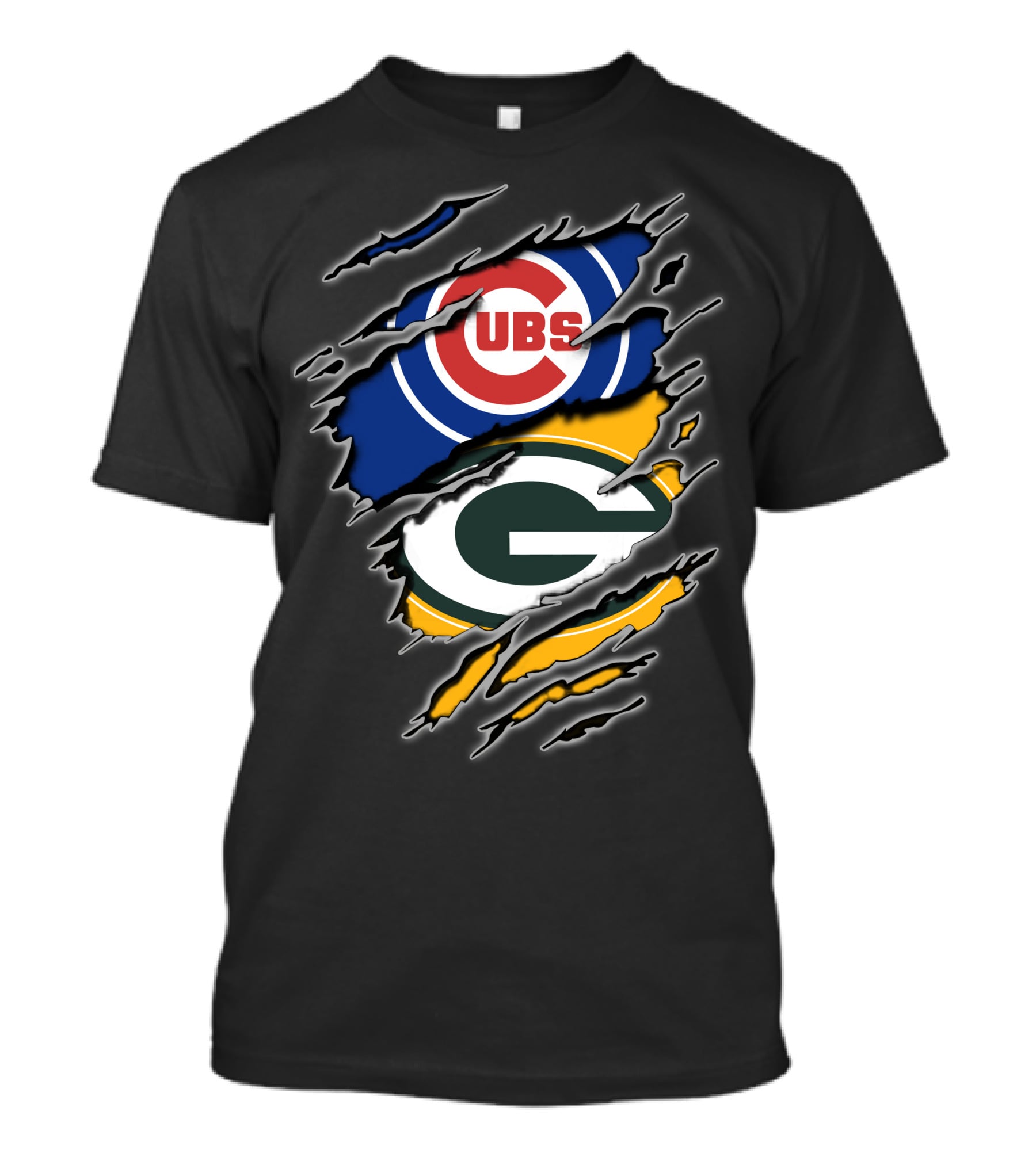 Chicago Cubs Green Bay Packers Ripped Fan T-Shirt