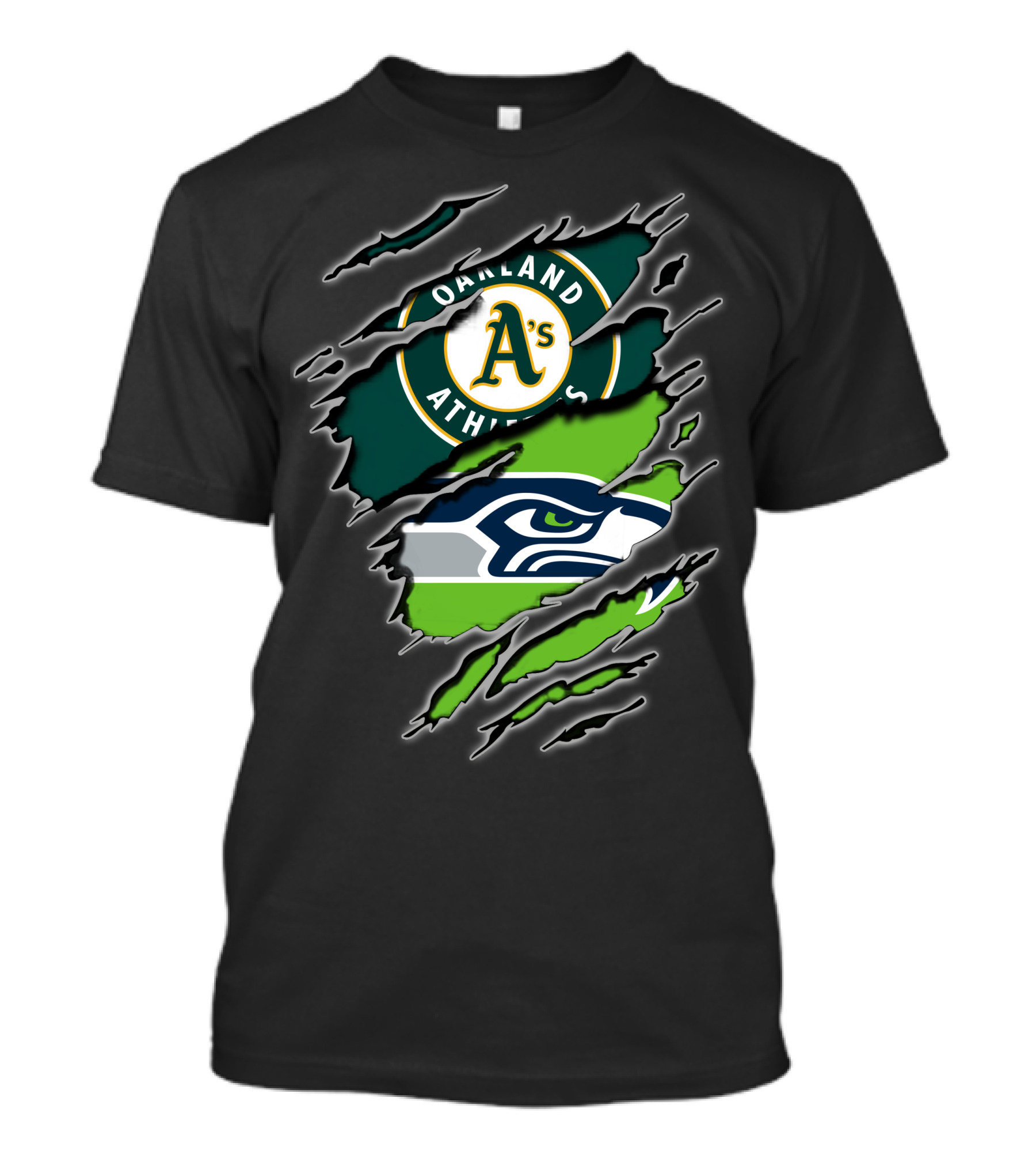 Oakland Athletics Seattle Seahawks Fan Crossover T-Shirt