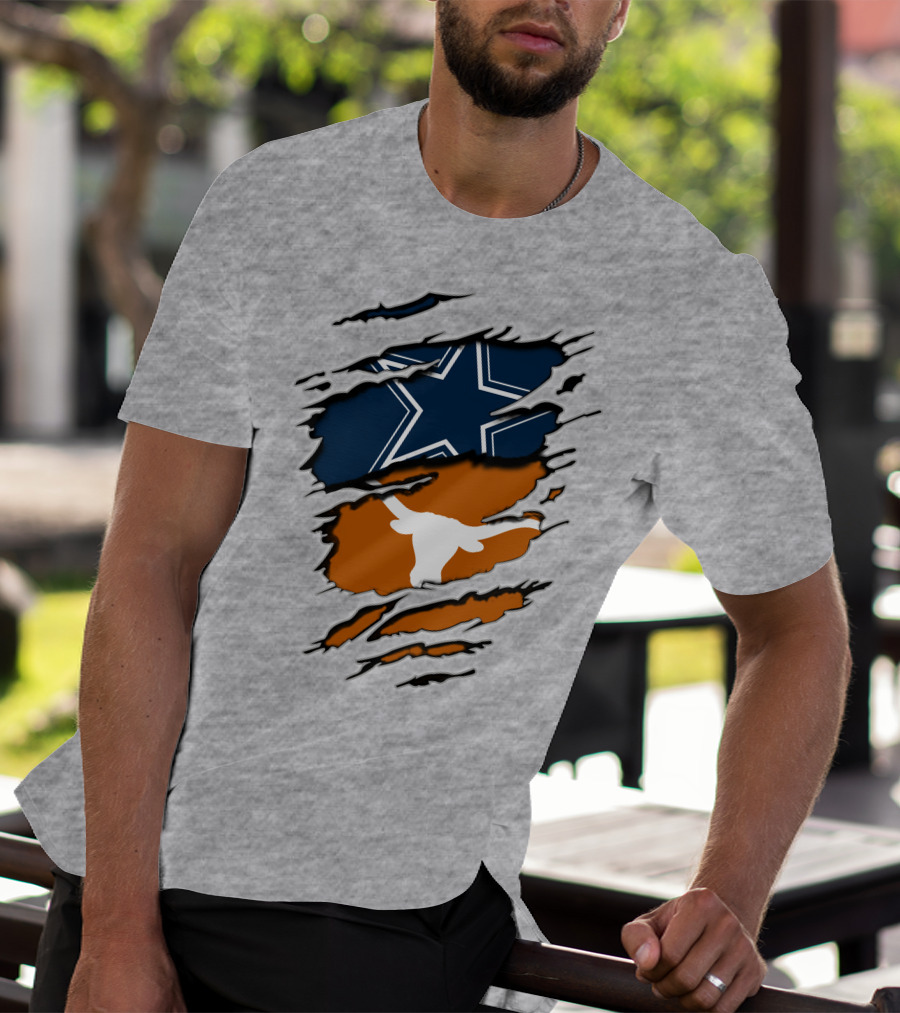 Cowboys Longhorns Star And Bull Texas Pride T-Shirt