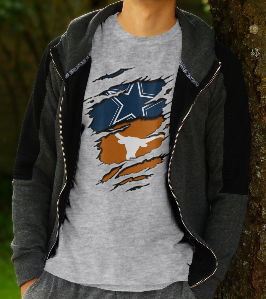 Cowboys Longhorns Star And Bull Texas Pride T-Shirt