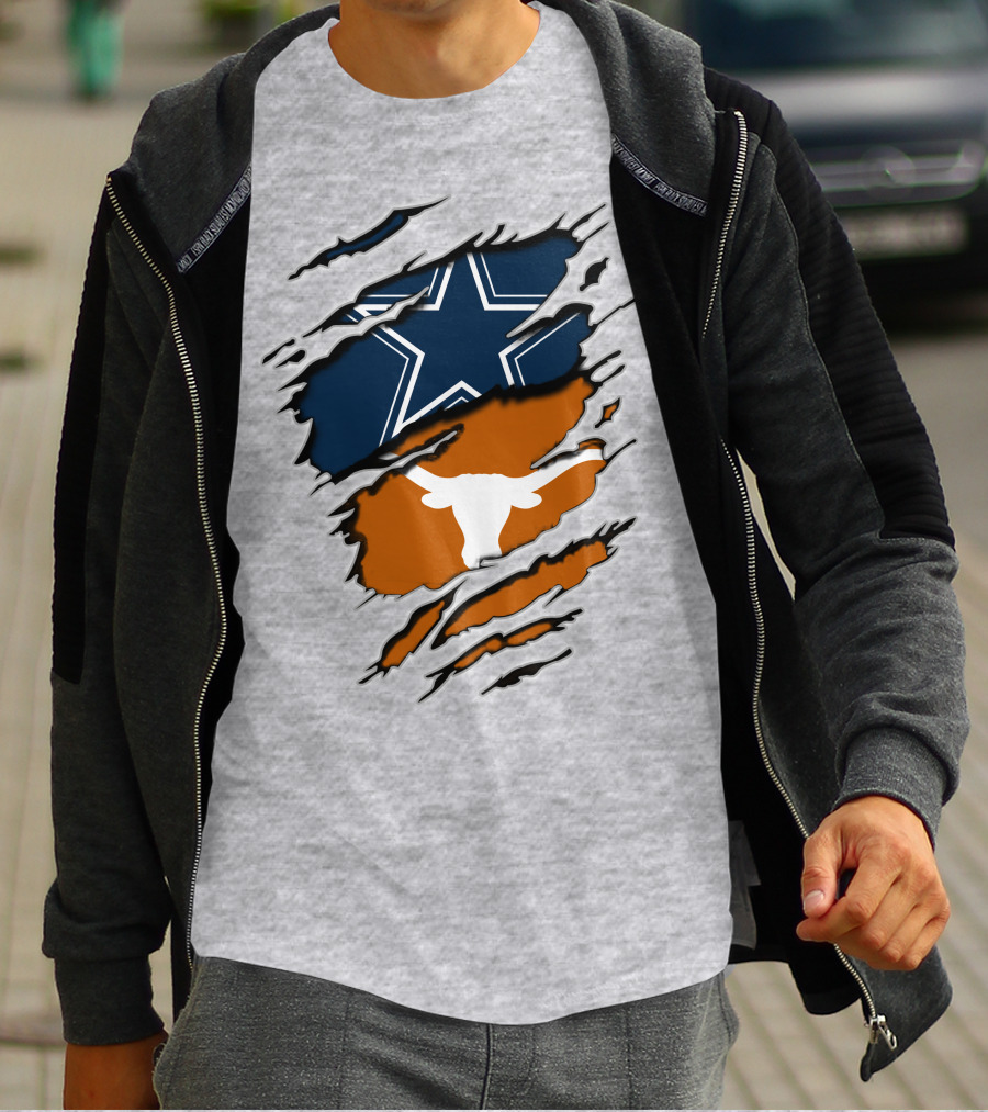 Cowboys Longhorns Star And Bull Texas Pride T-Shirt