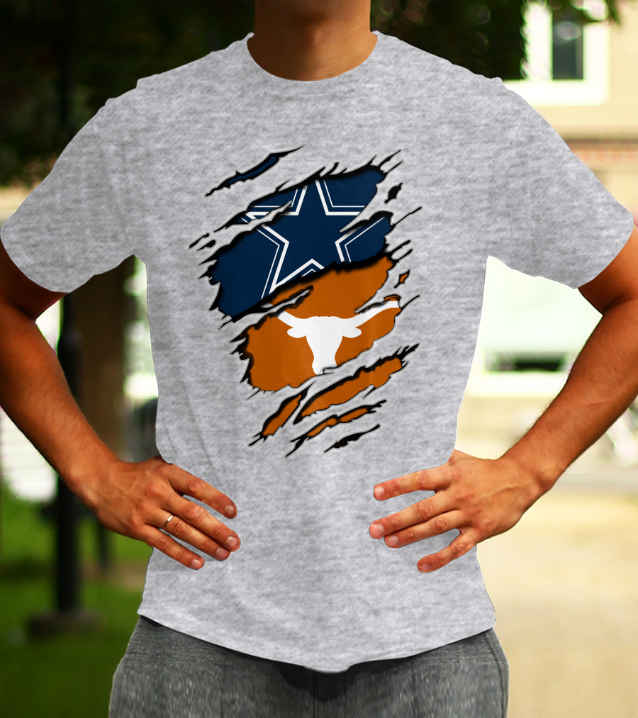 Cowboys Longhorns Star And Bull Texas Pride T-Shirt
