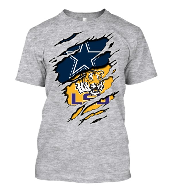 Dallas Cowboys Star And Lsu Tigers Logo Fusion T-Shirt