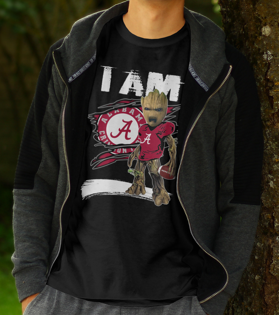 I Am Alabama Crimson Tide Football Fan Groot T-Shirt