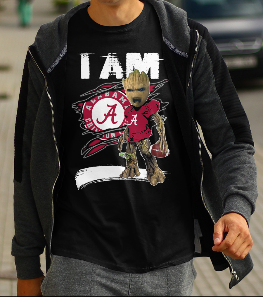 I Am Alabama Crimson Tide Football Fan Groot T-Shirt