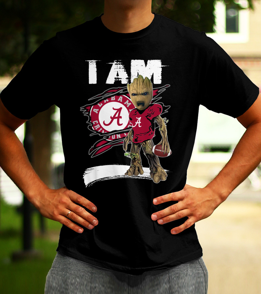 I Am Alabama Crimson Tide Football Fan Groot T-Shirt