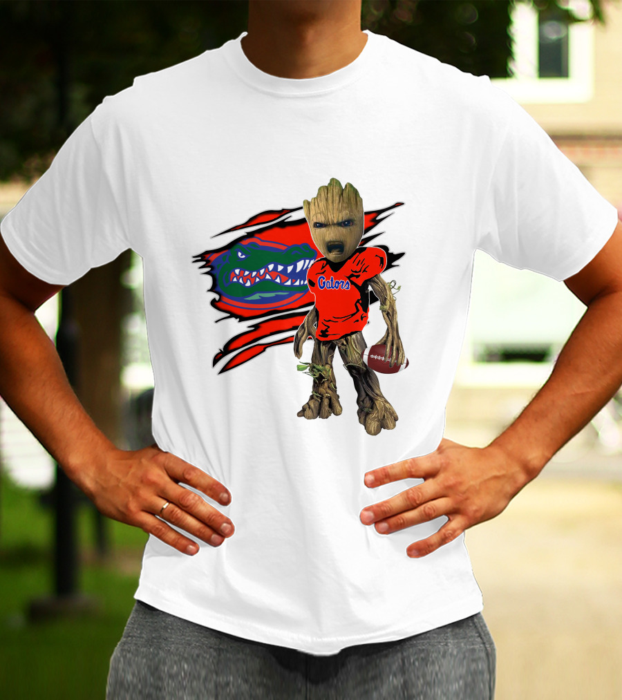 I Am Gators Fan's Football Groot With Alligator T-Shirt