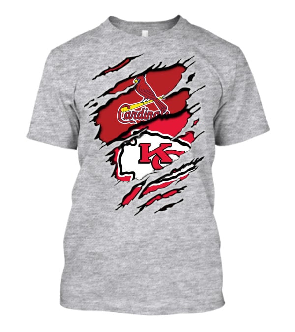 Chiefs Kc Cardinals Bird Logo Nfl Mlb Crossover T-Shirt
