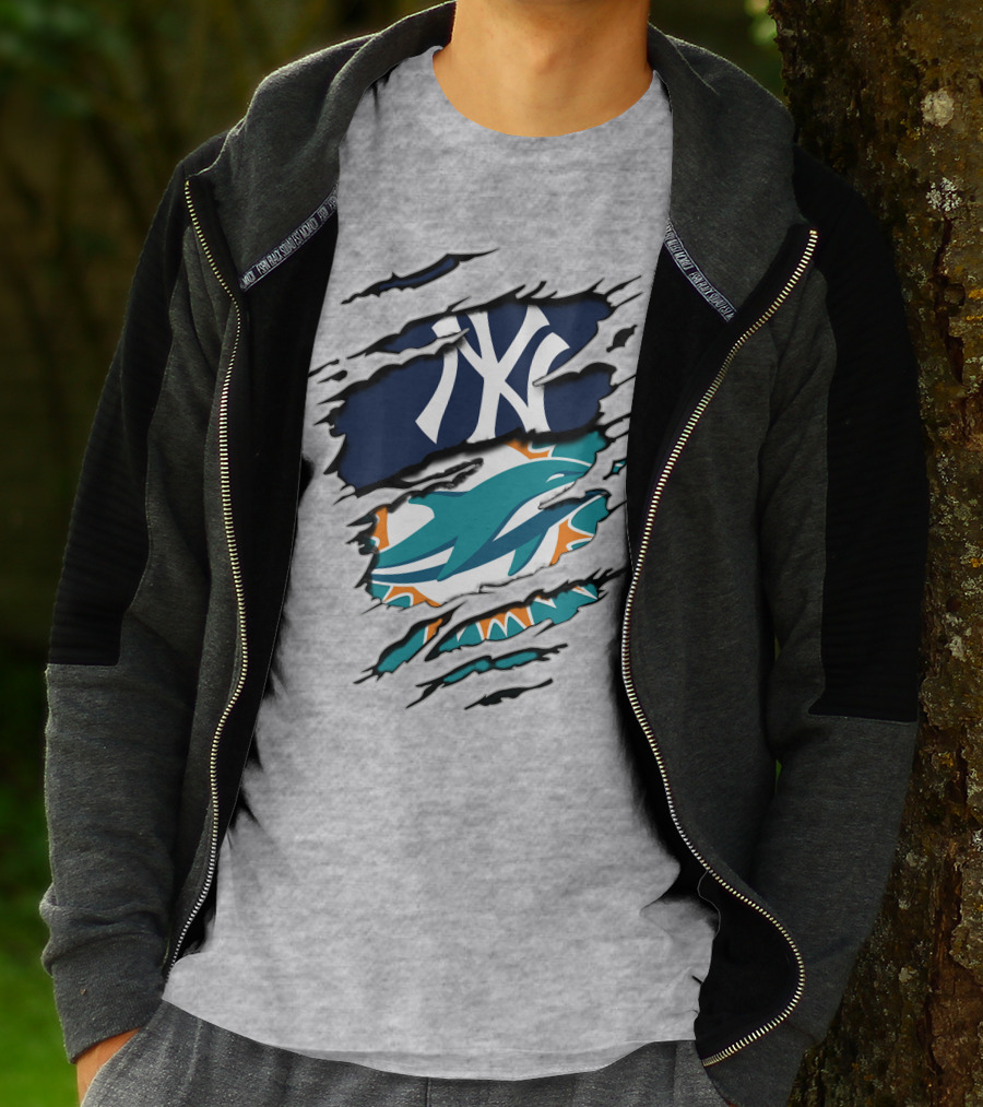 Yankees Dolphins Logo Mashup T-Shirt