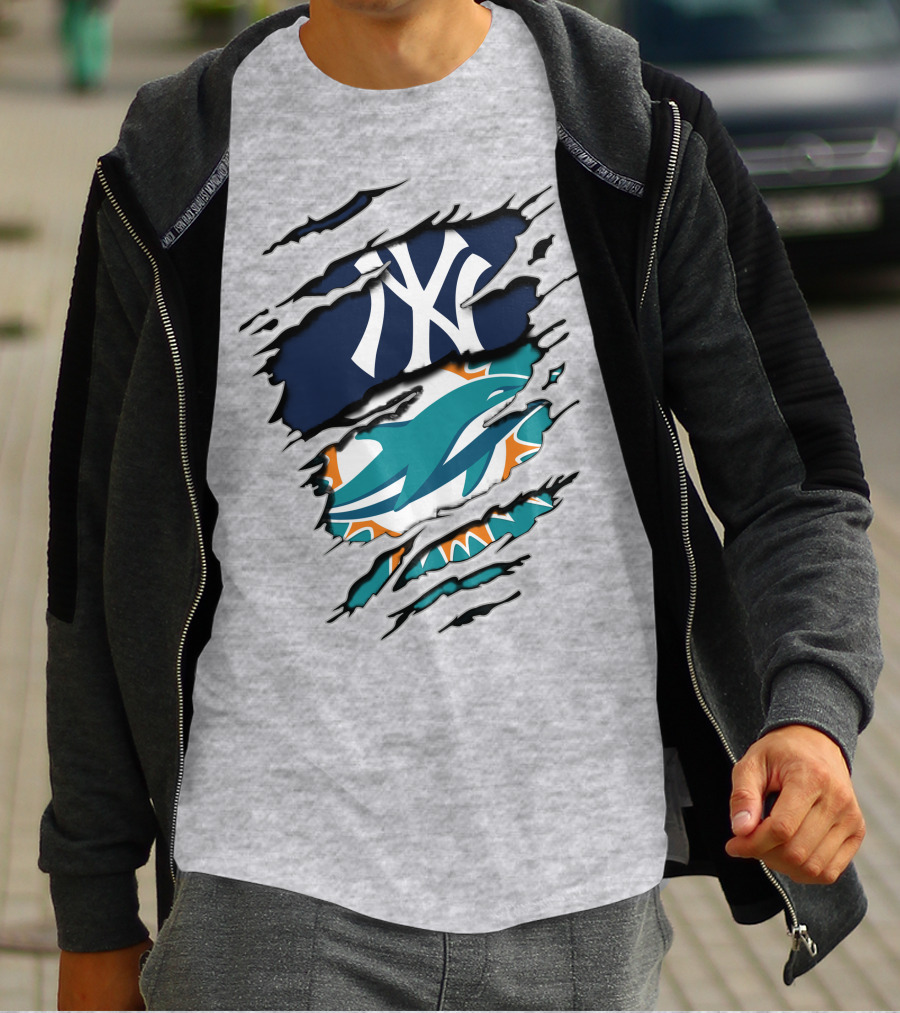 Yankees Dolphins Logo Mashup T-Shirt