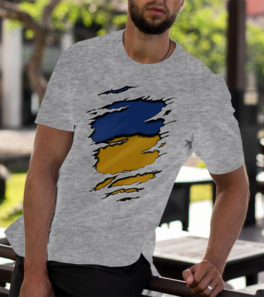 Pack Cus Blue And Yellow Ripped Claw Marks T-Shirt