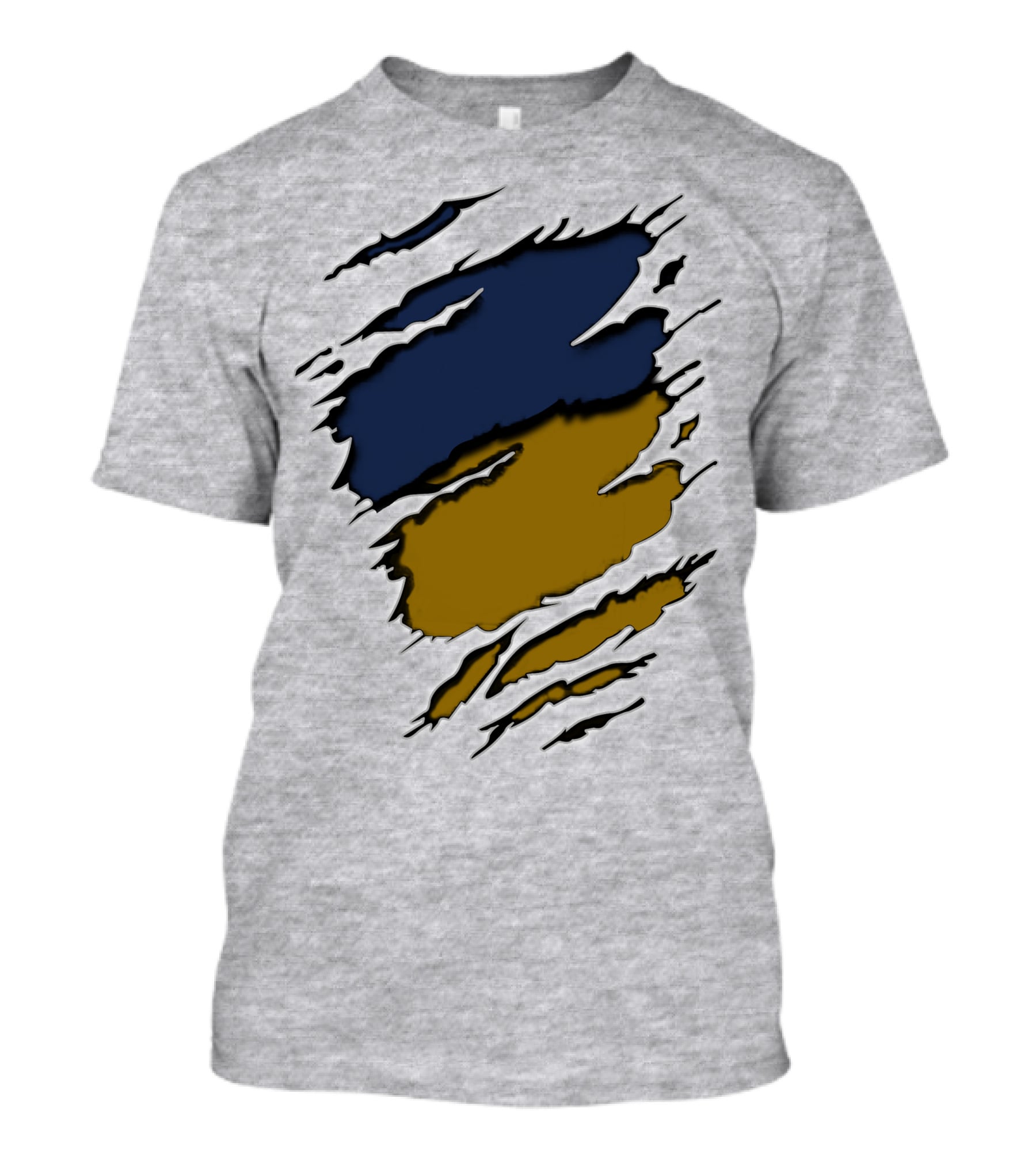 Sain-Yan Blue And Gold Torn Claw Marks T-Shirt