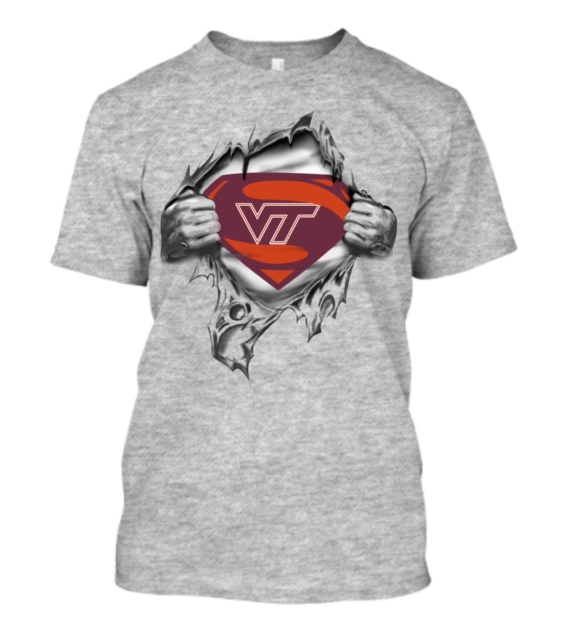 VT Hokies Superhero Logo Tear T-Shirt