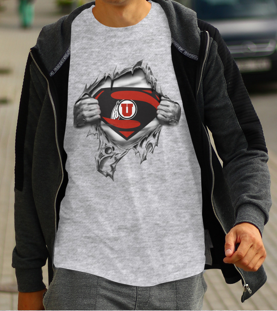 Superman S Logo With Utah Utes Tearing Effect T-Shirt