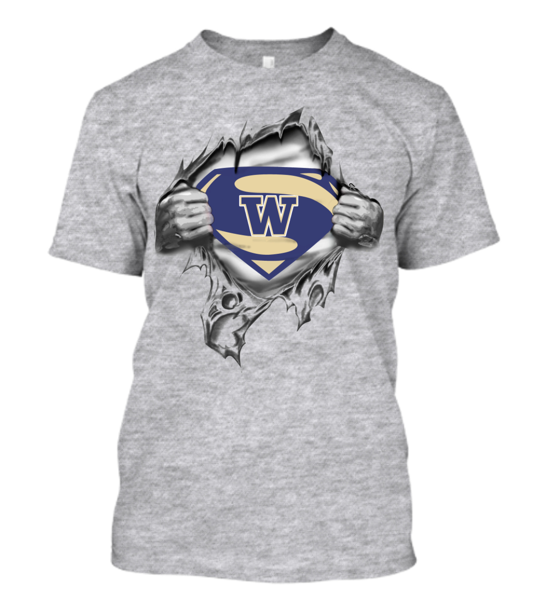 Washington Huskies Super W Logo With Ripped Metal Effect T-Shirt
