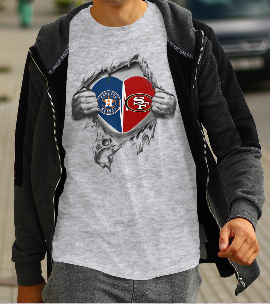Houston Astros San Francisco 49ers Heart T-Shirt